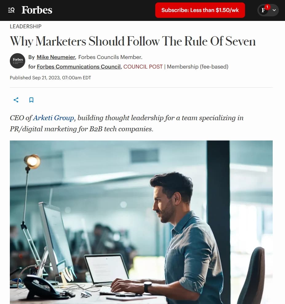 Forbes Article on the Rule of Seven