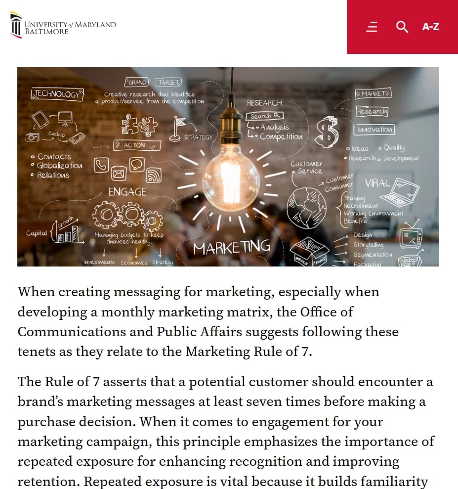 University of Maryland Article on the Rule of Seven