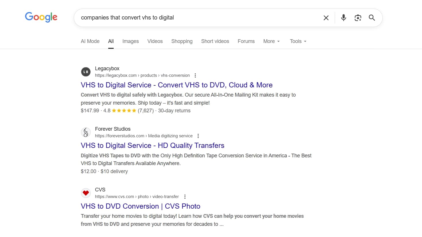 Google Desktop Search Results